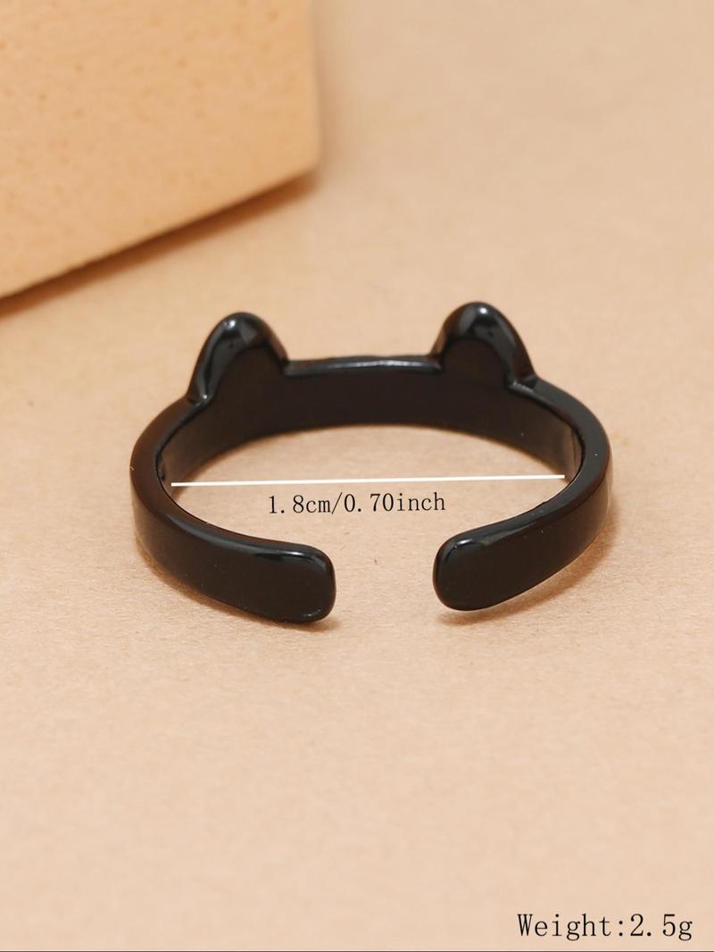 Product Introduction of Cute Cat Design Cuff Ring, Fashion Accessories for Women & Men, Trendy All-match & Exquisite Jewelry for Birthday Gift 1