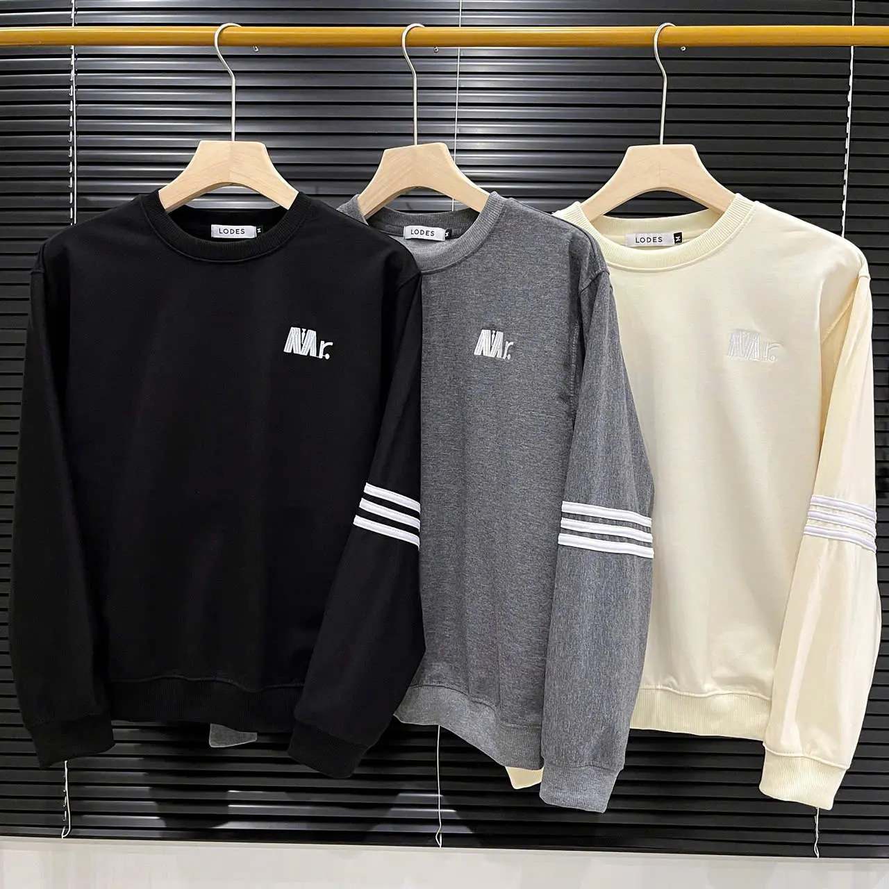 [A143] Áo thun nam tay dài cổ tròn vải nỉ kiểu dáng đơn giản thời trang màu xám màu đen Menswear Top