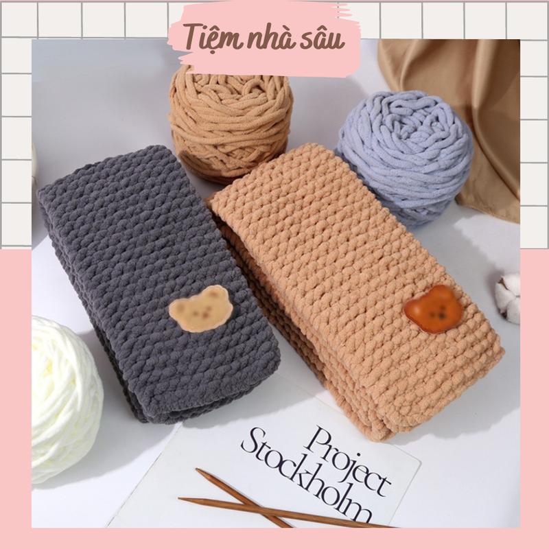 Set nguyên liệu đan khăn len nhung đũa Handmade Diy 