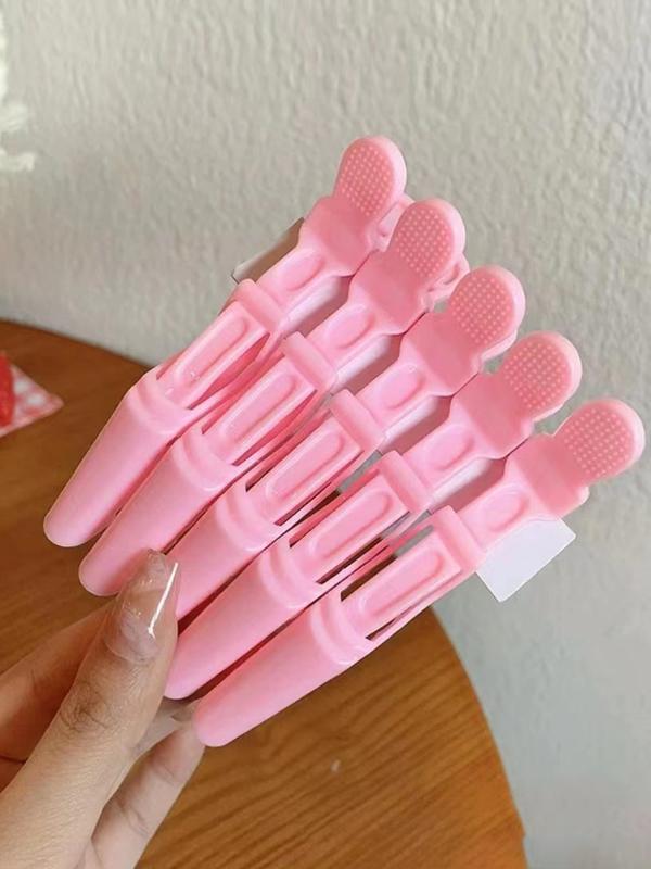 5pcs/set Women's Alligator Hair Clip, Solid Color Salon Hair Clips, Plastic Hair Clips, Daily Hairstyle for Hair Dyeing and Divisions, Barrettes 5