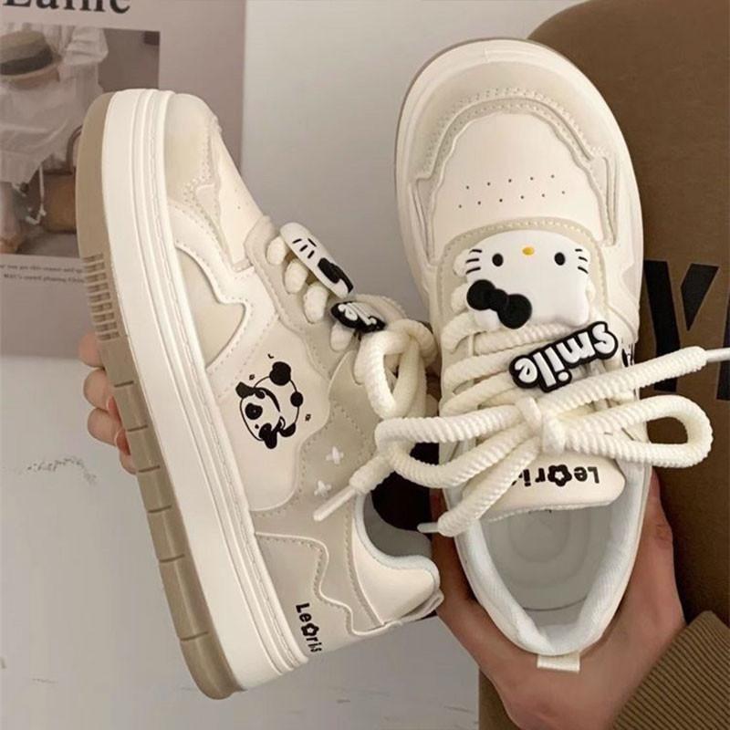  Giày thể thao nữ họa tiết gấu trúc đế  cao 4cm thời trang 2024  Full Box  giày  n sneakers 