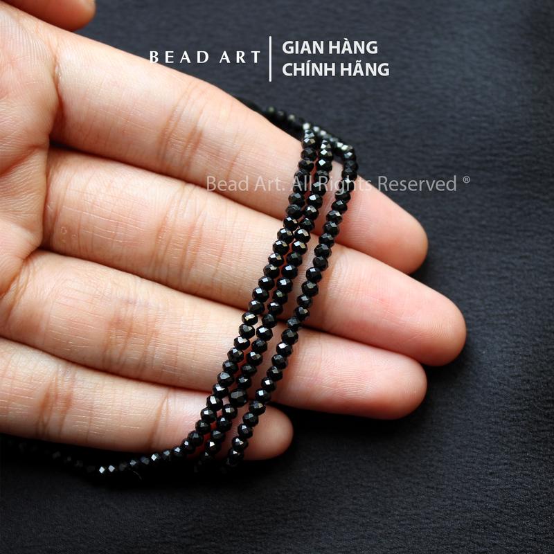 [5 Hạt/10 Hạt] 3x2MM Đá Spin.el Màu Đen Giác Cắt, Hợp Mệnh Thuỷ, Mộc, Đá Phối Vòng Tay Phong Thuỷ, Chuỗi Hạt - Bead Art 3