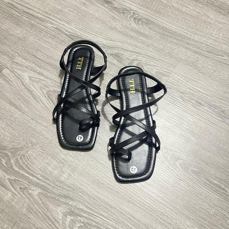 Giày sandal nữ đế bệt quai xỏ ngón thun co giãn thời trang bigsize từ 35 đến 46