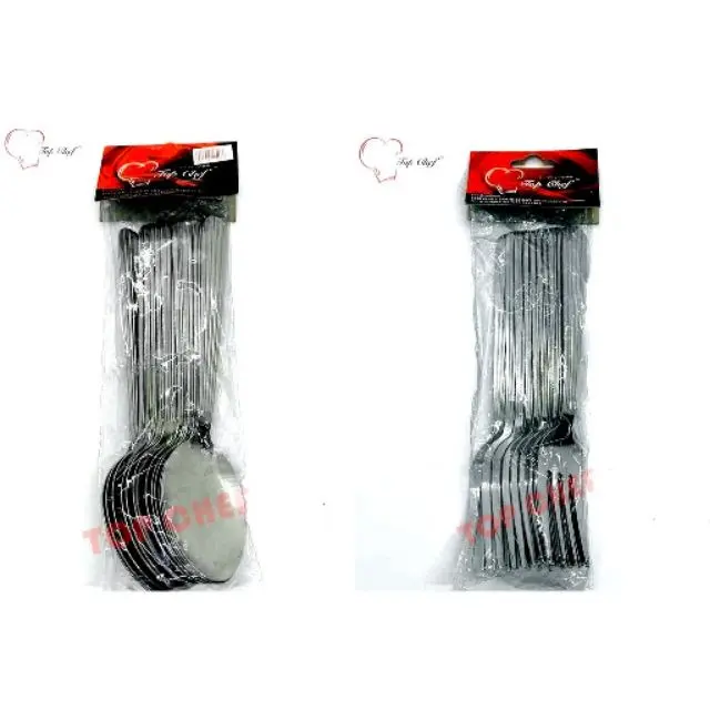 SUDU DAN GARPU SPOON DAN FORK GARIS LURUS SUDU MAKAN -12PCS  !!! BERAT DAN MURAH !!!