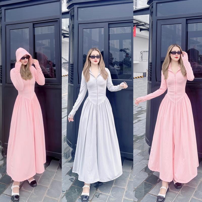 Deal Chào Hè Áo váy chống nắng dáng xoè chất thun lạnh dáng ôm mát Women