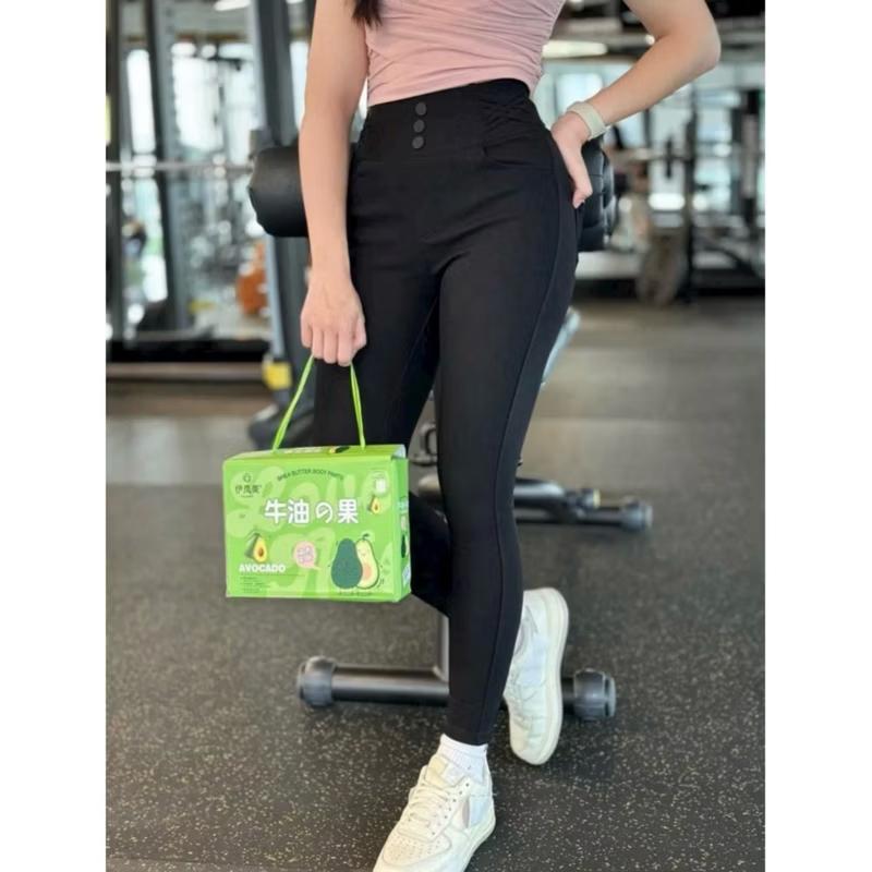 BL859 Quần legging hộp bơ dáng dài nữ cạp cao hai bên tạo kiểu đan dây