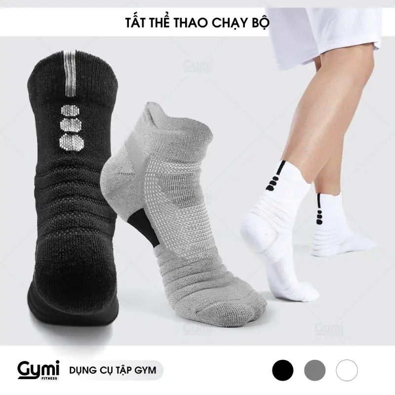 Vớ Thể Thao Dày Dặn Chuyên Dụng Dành Cho Nam Chạy Bộ - Bóng Rổ - Bóng Đá - Đi Xe Đạp - Vớ Cổ Trung