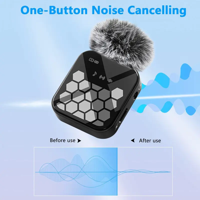 Wireless Lavalier Microphone, USB Rechargeable Wireless Microphone, Noise Reduction Microphone for Video Recording Interview Podcast Vlog, Audio 5