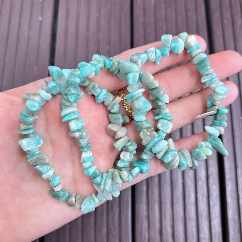 Vòng tay đá chip thiên nhiên Amazonite. Tự tin. Sáng suốt