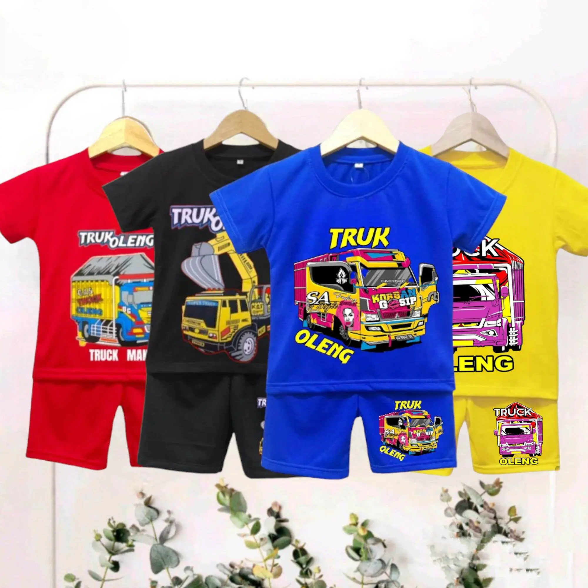 SETELAN ANAK LAKI LAKI MOTIF TRUK OLENG 2-9 TAHUN Cowok