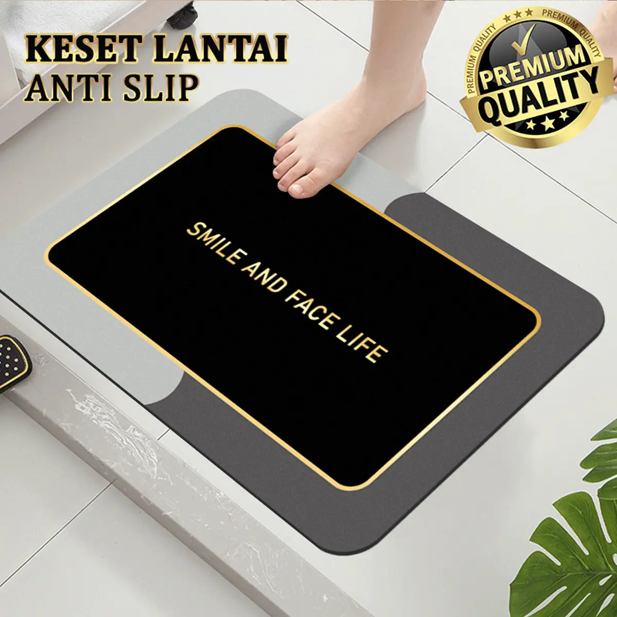 Keset lantai Kamar Mandi Ukuran 40cm x 60cm Bahan Tufted Nylon minimalis Tebal Dan Menyerap air