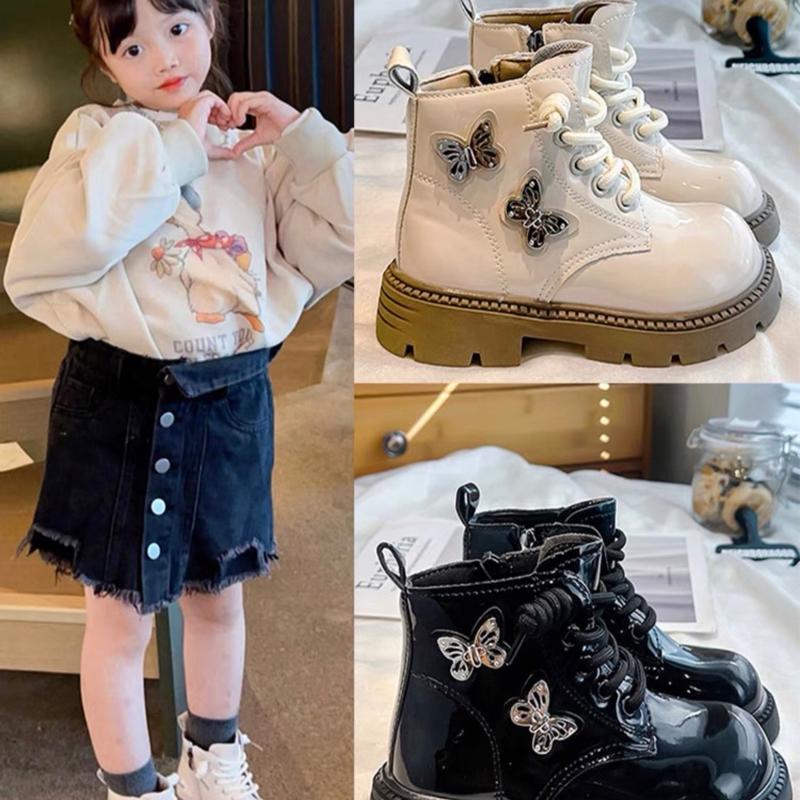 Giày Bốt cổ Ngắn Da Bóng Nơ Cánh Dành Cho Bé Gái Phù Hợp Mọi Lứa Tuổi 26-36 boot