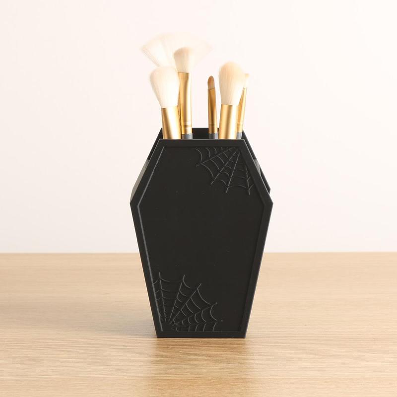 Product Introduction of Halloween Themed Toothbrush Holder, 1 Count Creative Spider Web Design Toothbrush Storage Box, Desktop Makeup Brush Holder, Home Decoration Accessories 7