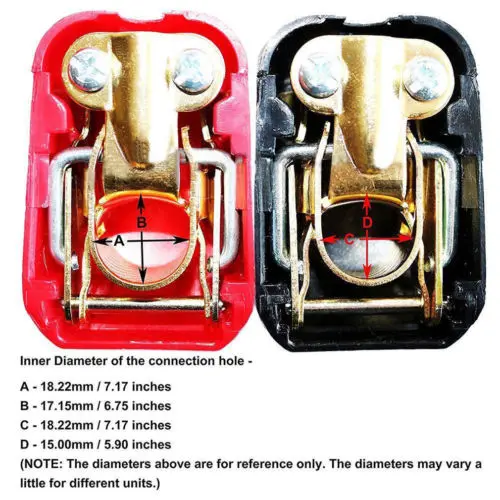2Pcs Positive Negative Electrode Connector, Car Battery Terminals Clamp, 12V