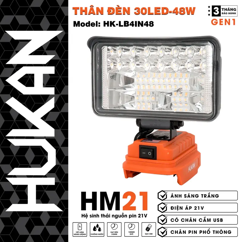 Thân đèn 16 bóng - 27w và đèn 30 bóng -48w  led dùng pin HUKAN sử dụng chân pin phổ thông 8