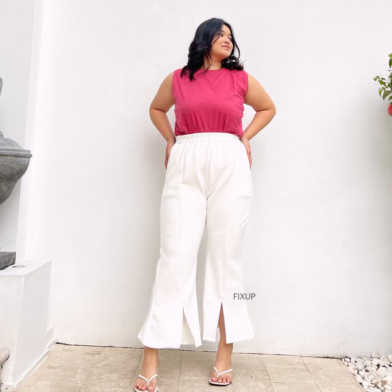 FIXUP | (M-XXXXL) MONA CUTBRAY HIGHWAIST KULOT ANTI LECEK Wanita Celana Panjang Hitam 3