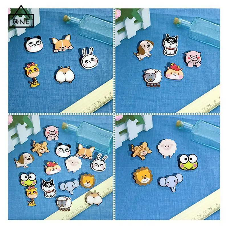 【ALUCKY】Creative Acrylic Cartoon Badge Cute Small Animal Brooch Bookbag Accessories Pendant Pins