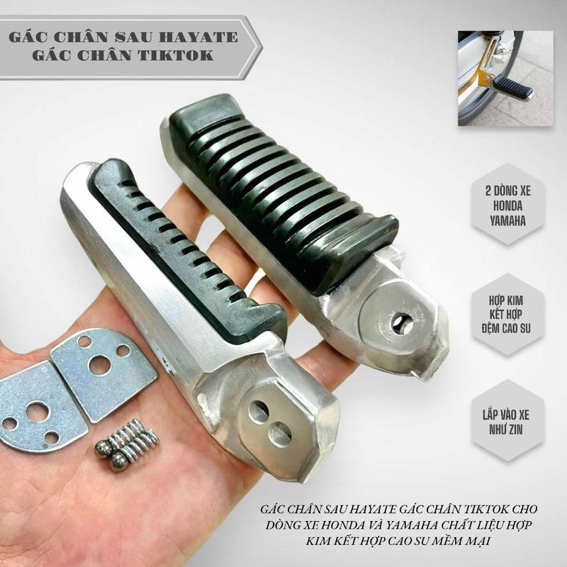 Gác chân sau xe máy làm bằng chất liệu hợp kim, kết hợp đệm cao su mềm Bàn đạp đa năng cho xe máy (phía sau bên trái + phía sau bên phải có phụ kiện) Phụ Tùng Inox