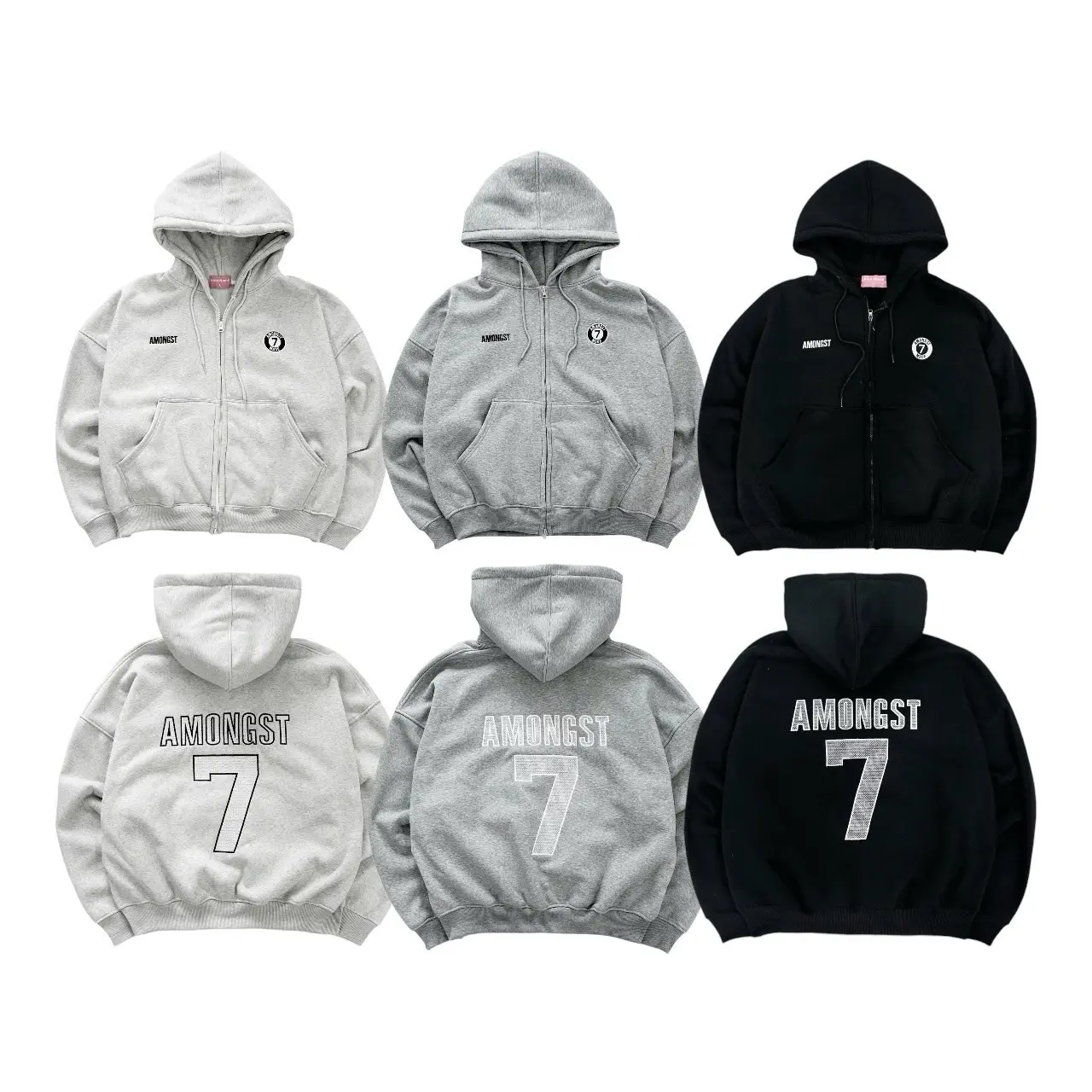 AMON7 HOODIE ZIP - Áo khoác nỉ khoá kéo 2 chiều thêu 2 mặt, có túi trong form Boxy Nabi.home