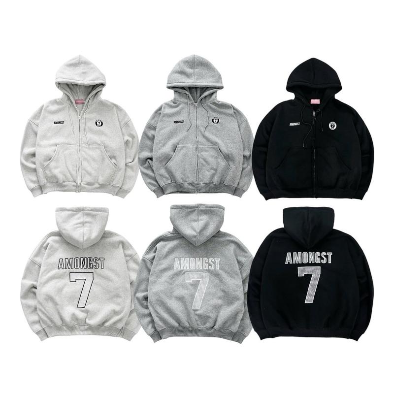 AMON7 HOODIE ZIP - Áo khoác nỉ khoá kéo 2 chiều thêu 2 mặt, có túi trong form Boxy Nabi.home