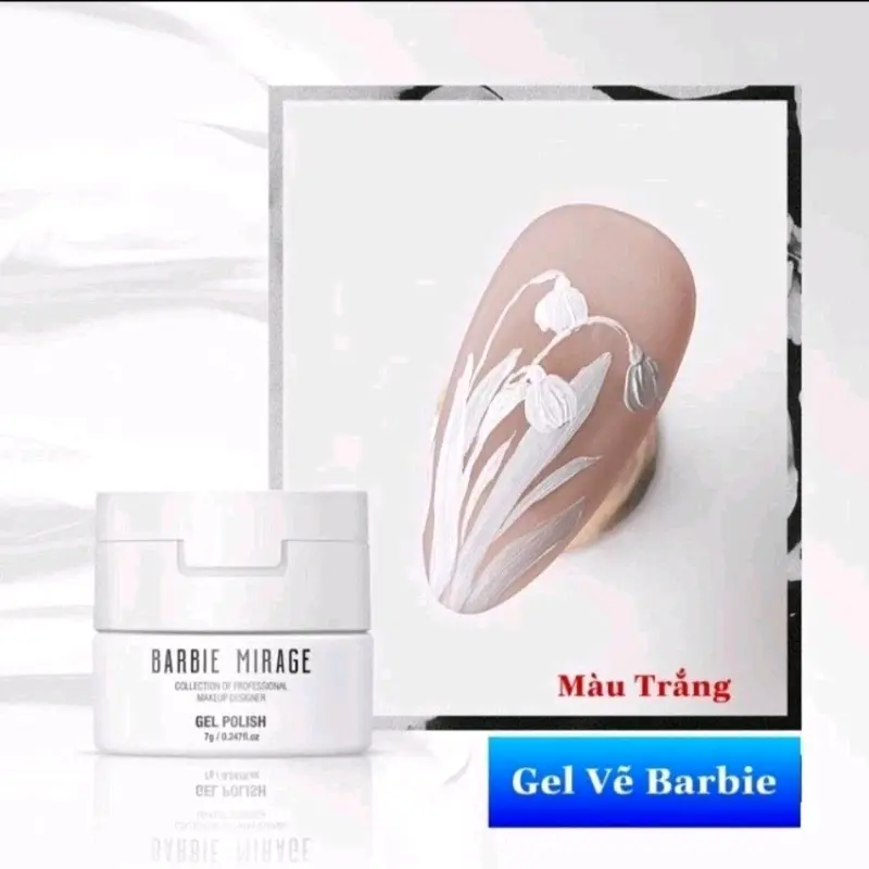 Gel vẽ nổi trắng đen của barbie mirage( gel úp ngược) e về hàng nha.  ️️️Chất đặc, dễ dàng vẽ các nét nổi, ko bị tràn như dòng gek khác, Hãng này thì cacs bác khỏi lo về chất ạ 5