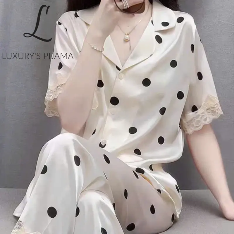 Đồ bộ Nữ LUXURY'S PIJAMA tay ngắn họa tiết chấm bi TN0005 quan  ao  ngu 0