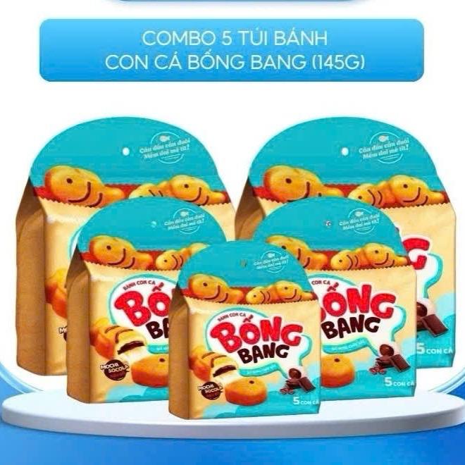 Combo 5 Túi Bánh Con Cá Bống Bang nhân Mochi Socola Đậu Đỏ (145g) Ăn Vặt