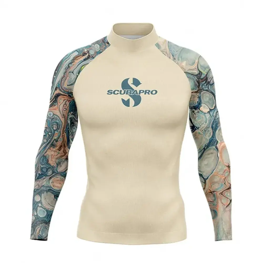 2024 New SCUBAPRO Men's Long Sleeve Outdoor Sports UV Protection Swimwear Surfing Suit Diving Top