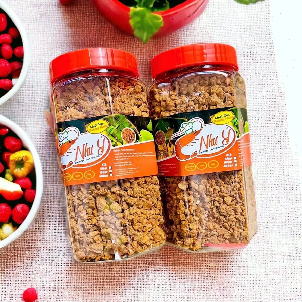 Muối Tôm Như Ý Hạt To Hộp Lớn 400gr  hàng  chuẩn muối tôm đậm vị Gia Vị muối  cục