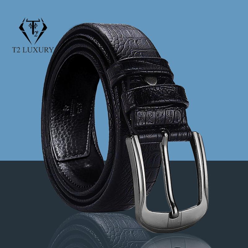 Thắt Lưng Nam Dây Da vân cá sấu khóa lỗ gài cao cấp Có Hộp đẹp Kèm Đục Lỗ Kim Tuyến