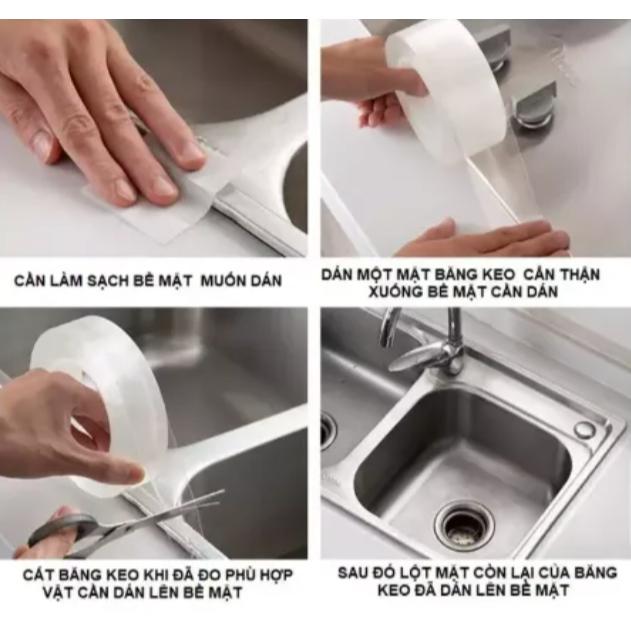 Băng keo siêu dính silicon 2 mặt trong suốt, băng dính silicon đa năng dán ổ cắm cách điện chống nước,... 2