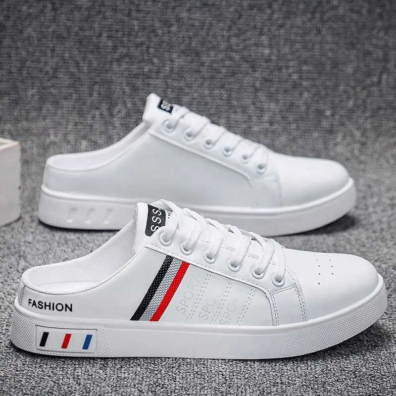 [1166 Positive Reviews] Summer Men's Casual Sneakers Breathable Half Slippers White Shoes Large Size Closed-Toe Slip-On Trendy Shoes Student Daily Shoes Boy Footwear