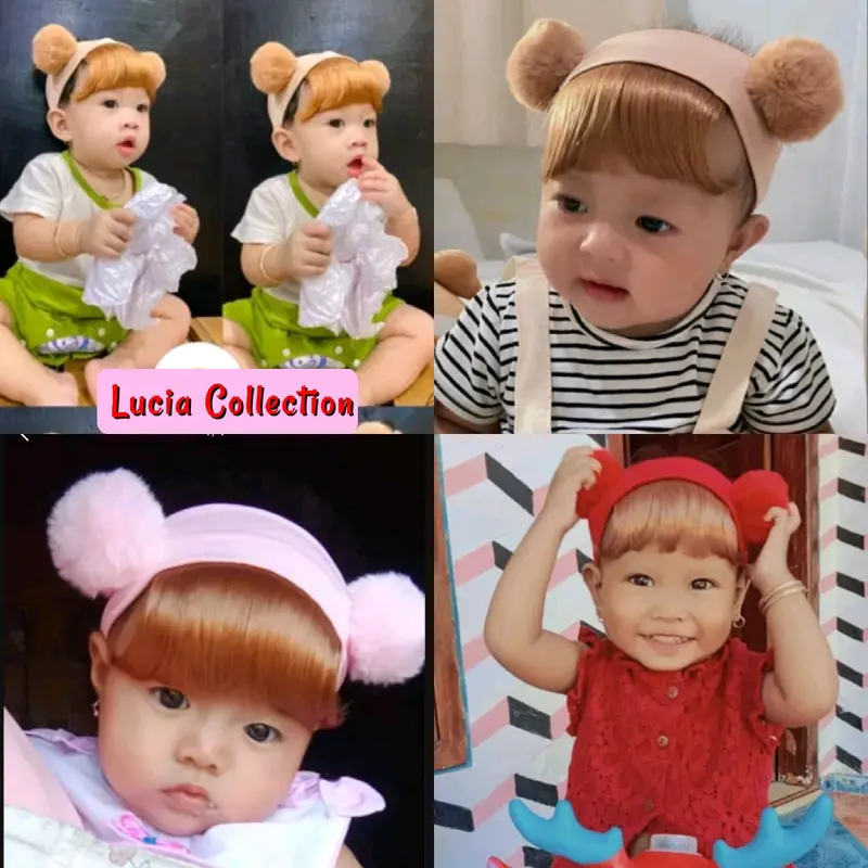 BANDANA BAYI WIG PONI PIRANG POMPOM / BANDANA BANDO ANAK RAMBUT PONI 03-2TH 2