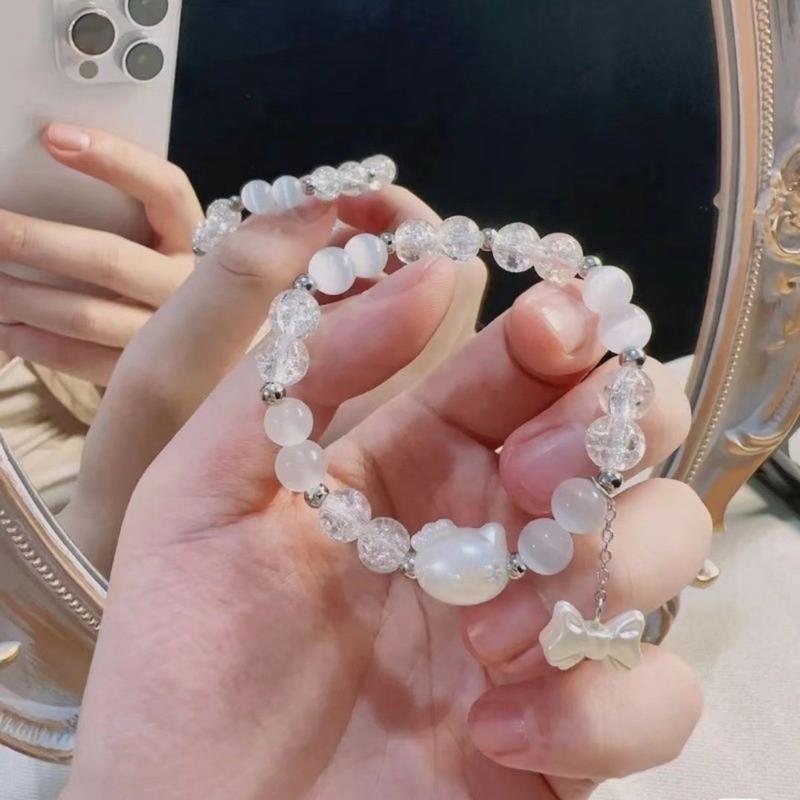 Vòng Tay Pha Lê, Phong Cách Hello KT Hàn Quốc, Thời Trang, Hạt Pha Lê Dễ Thương, Y2k Cho Bé Gái, Đồ Trang Trí Trang Sức, Thích Hợp Cho Các Cặp Đôi Và Bạn Bè, Tuyệt Vời Làm Quà Tặng 5