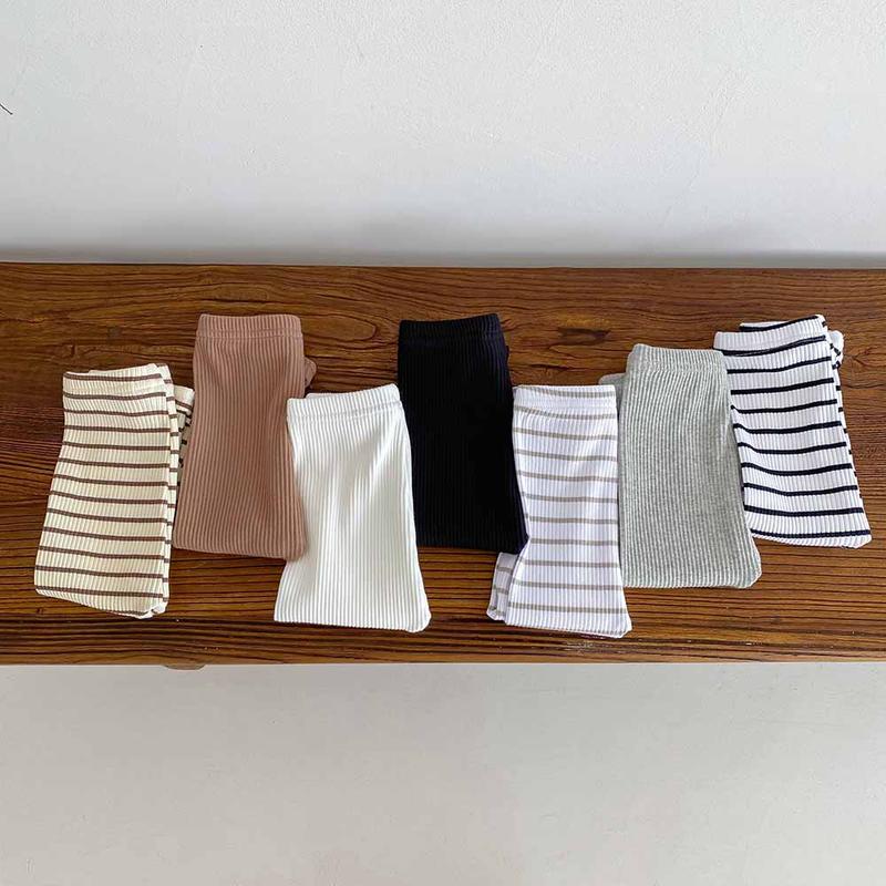 Product Introduction of Children's base pants for autumn and winter, Korean style, with fleece, long pants for boys and girls, 0-2 years old, striped, ins 4