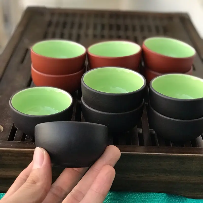 Bộ 6 chén uống trà bán lẻ - sản phẩm gốm Bát Tràng - 2 màu sắc gốm nâu đỏ và gốm đen khaytra 4