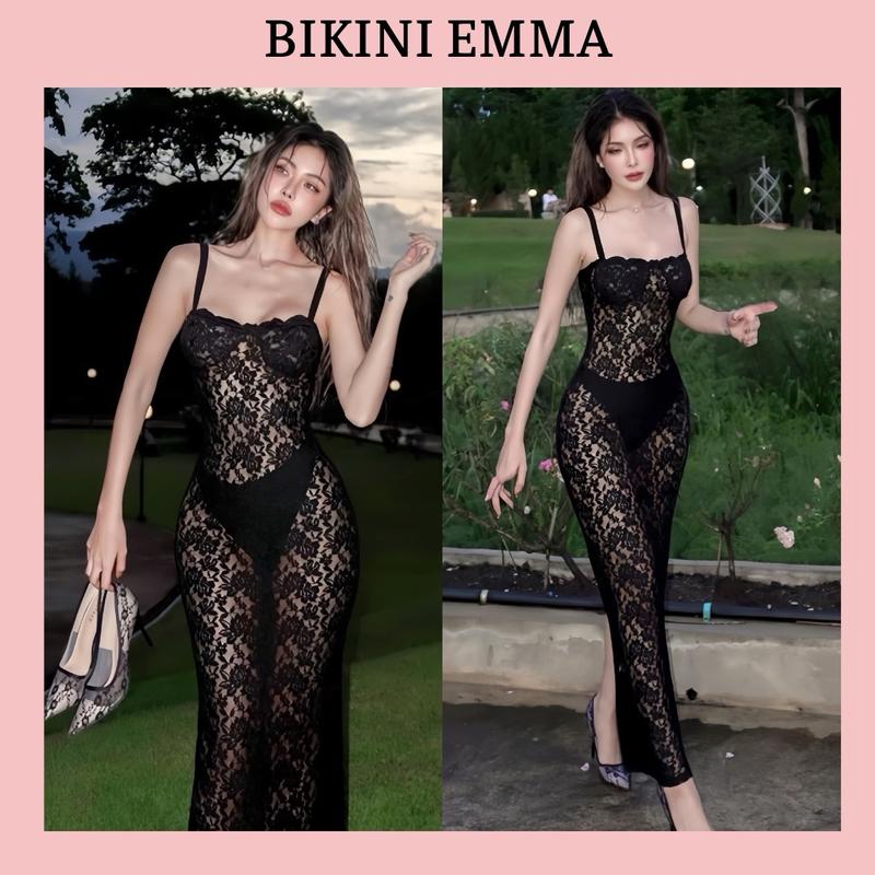  BIKINI EMMA - Váy Ren Có Mút Kèm Quần Chip Có Kéo Khoá Sau Lưng Phong Cách Sexy Quyến Rũ Nữ 