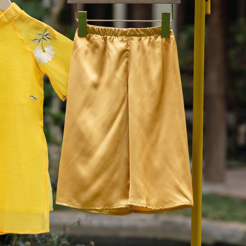 Áo dài tơ thêu 4 màu sắc nét + bờm ngọc (11-30kg) 6