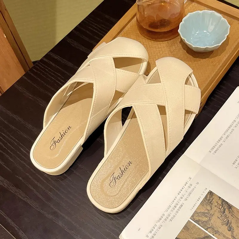 Giày sục nữ hở gót thiết kế quai chéo, sục nữ phong cách thời trang hàn quốc, size từ 36-41[Lù Store] 3