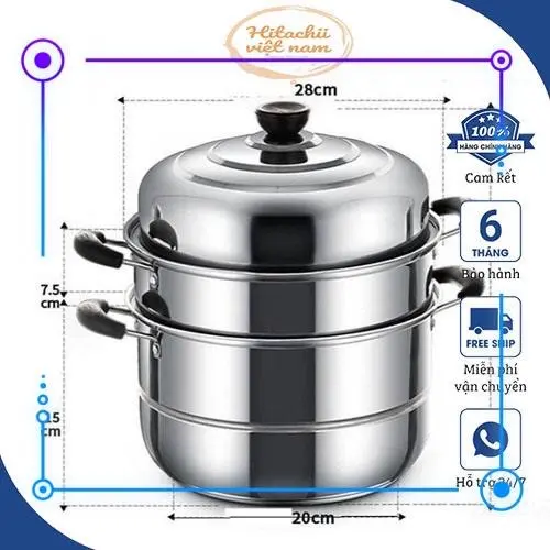 ￼Nồi Hấp Inox 3 Tầng 28cm Melli Tặng Kèm Xửng Hấp, Nồi Hấp Bánh Bao Bánh Flan Hấp Thức Ăn Dùng Cho Cả Bếp Từ Và Bếp Ga 2