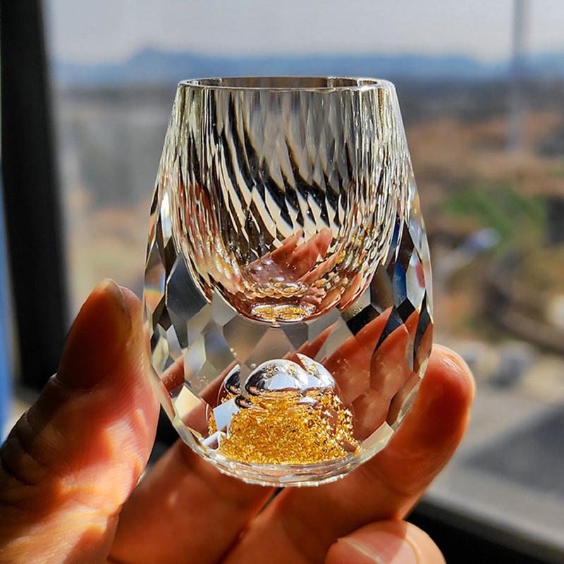 Set 6 ly uống rượu mắt trâu mix vàng 24K chén nhỏ uống soju rượu mạnh lịch lãm sang trọng
