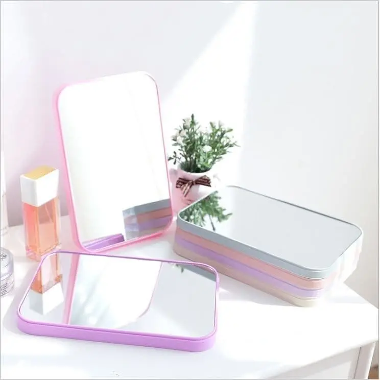 Cermin Kotak Lipat Kaca Rias Simple Meja Persegi Portable Portabel STANDING BEAUTY MIRROR DUDUK UNTUK MAKEUP WAJAH Make Up 7