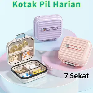 Vixplorn Kotak Obat Lipat Kotak Obat Lipat 7 Sekat Tempat Travel Tempat/Daily Box Medicine / Kotak Obat Vitamin Harian 7 Sekat