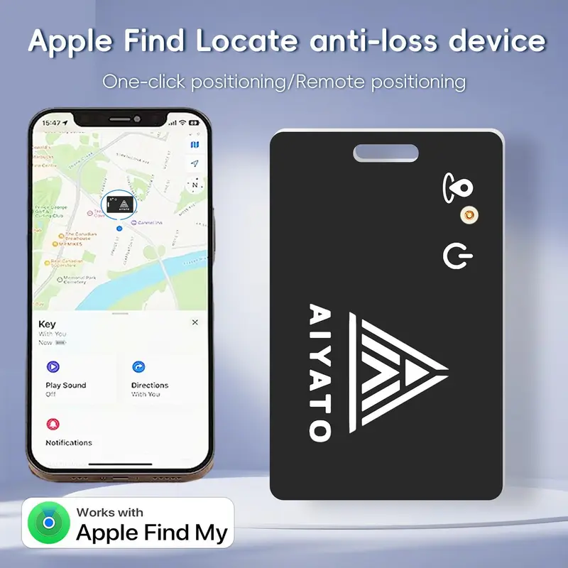AIYATO Smart Track Card, 1 Count Waterproof Design Magnetic Smart Card, Wallet Tracker, Compatible with Apple Find My, Wireless 8