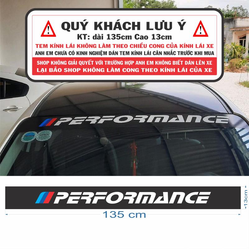 Tem dán kính lái chữ Performance dán được các dòng xe 4 chỗ và 7 chỗ Decal Nhãn Dán Sticker