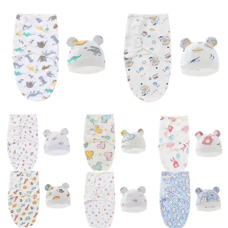 bedong bayi instan & topi swaddle baby newborn sleeping bag katun adem nyerap keringat 3