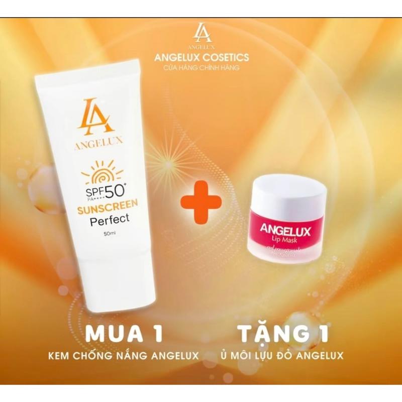 Kem Chống Nắng ANGELUX SUNSCREEN PERFECT  Nâng Tone, Kiềm Dầu, Căng Bóng, SPF 50+ Mua 1 tặng 1 ủ môi 1