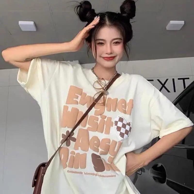 Áo phông 3158 cotton su đa dạng hình.  áo freesize  dưới 65ki