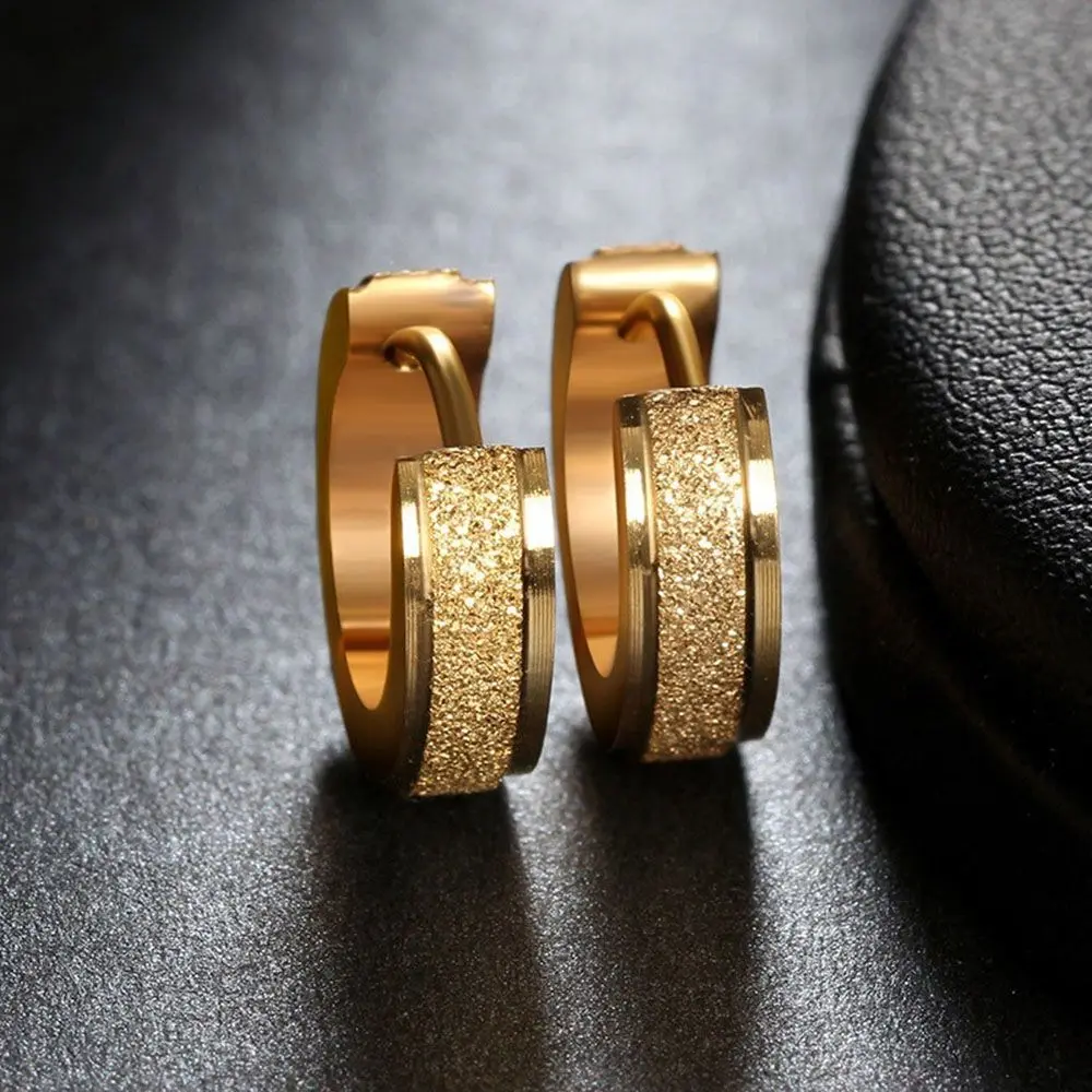 Anting-anting gelung keluli tahan karat lelaki, barang kemas fesyen, anting-anting gelung digilap, Bulatan ringkas fashion clip earrings asoka earrings original