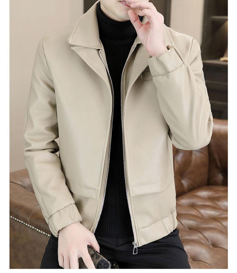 Product Introduction of High-End Leather Men's Casual Jacket Korean-Style Slim-Fit Motorcycle Clothing Leather Jacket Long-Sleeved Jacket Cold-Proof Raccoon Coat Parent 21